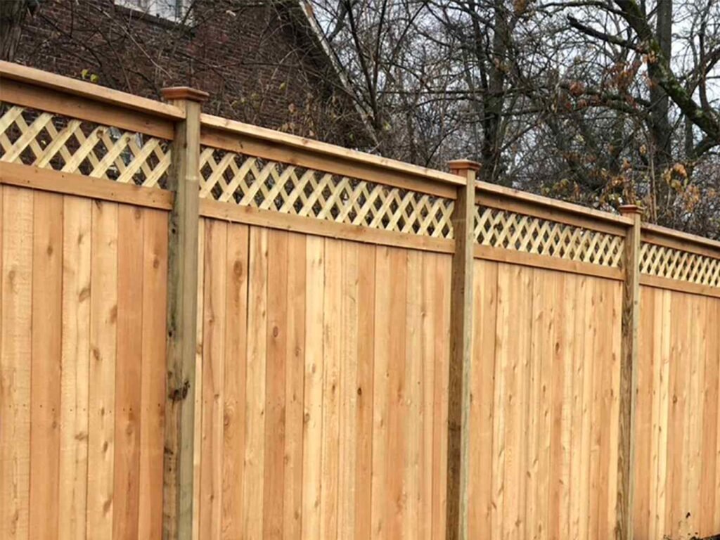 Cedar privacy fence with a lattice top